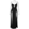 Damen Maxi-Kleid mit ausgefallenem Cut-Out-Design und seitlichen Schlitzen R&B