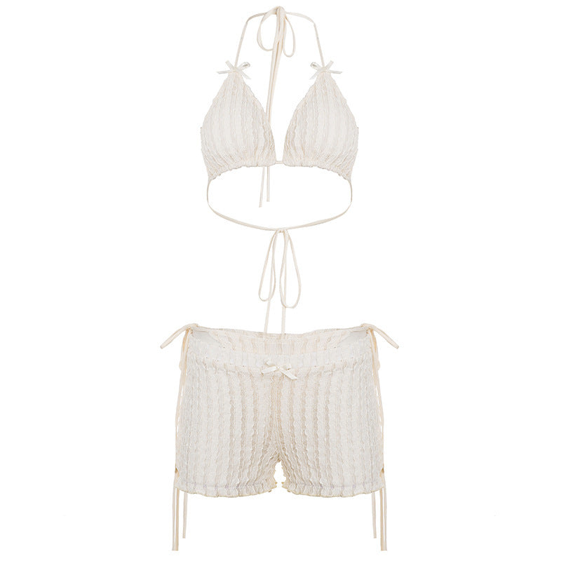 Damen Triangel-Bikini-Set mit verstellbaren Trägern und Rüschendetails R&B