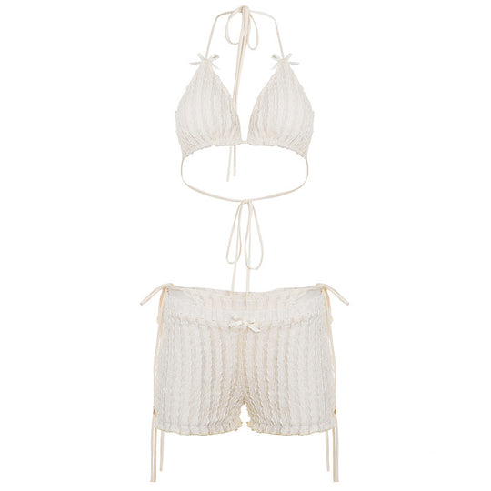 Damen Triangel-Bikini-Set mit verstellbaren Trägern und Rüschendetails R&B