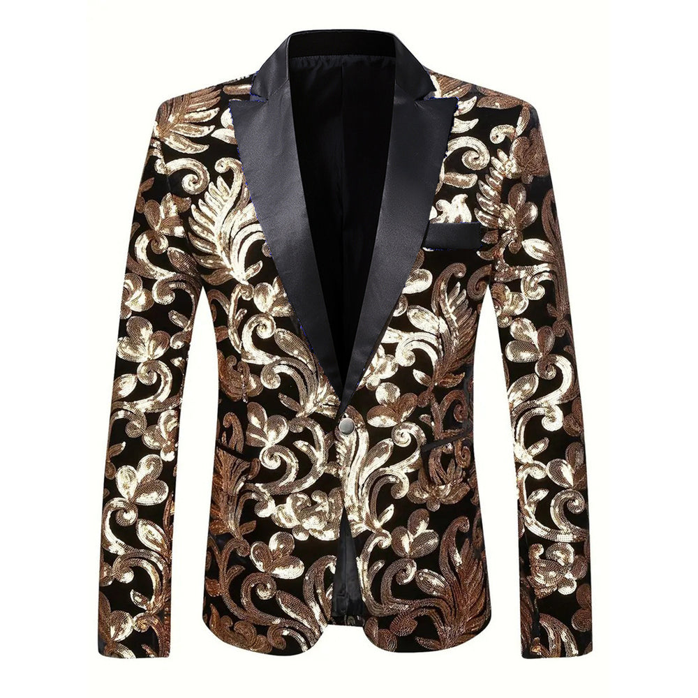Damen eleganter Pailletten-Blazer mit floralem Design und luxuriösem Schnitt R&B