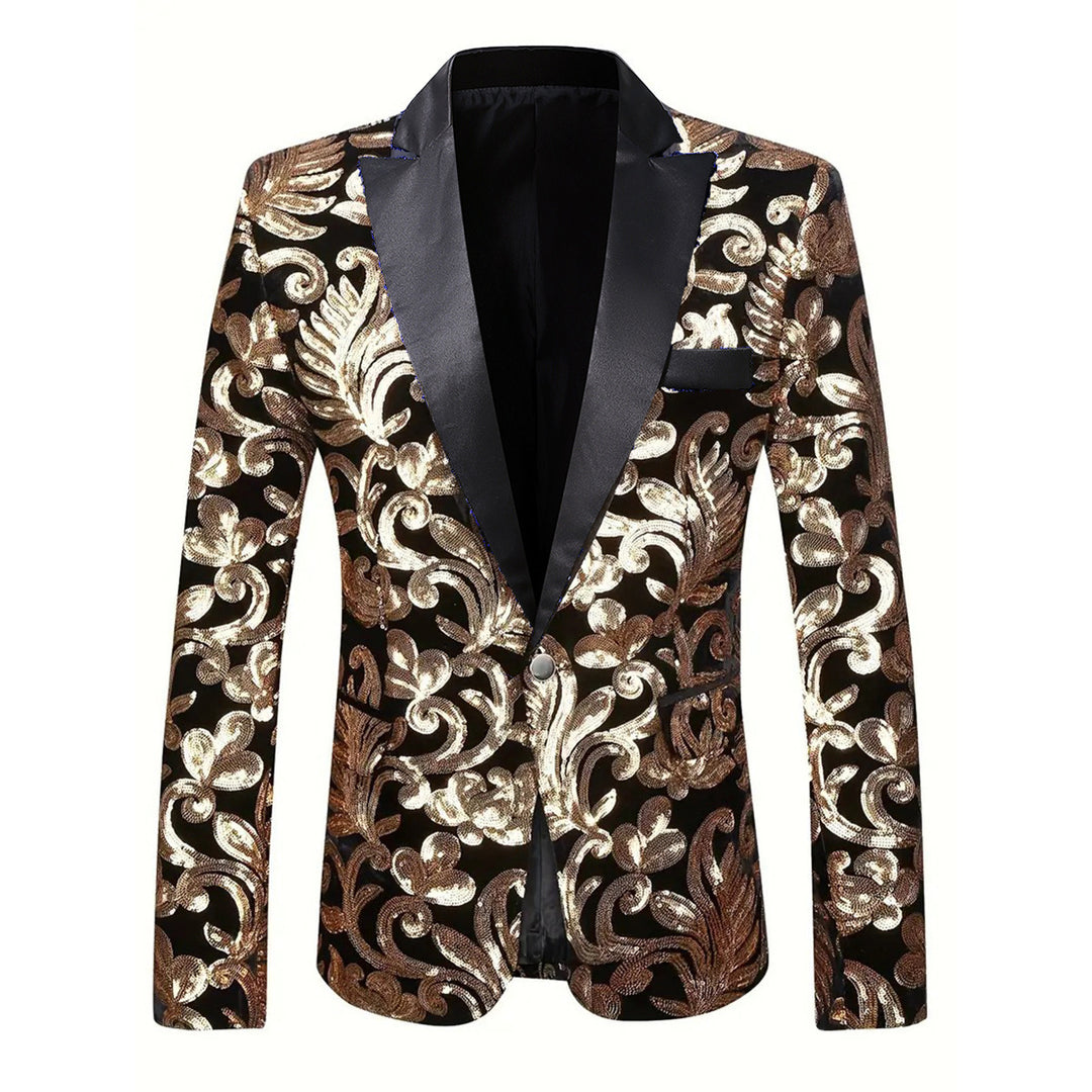Herren eleganter Pailletten-Blazer im luxuriösen floralem Design R&B
