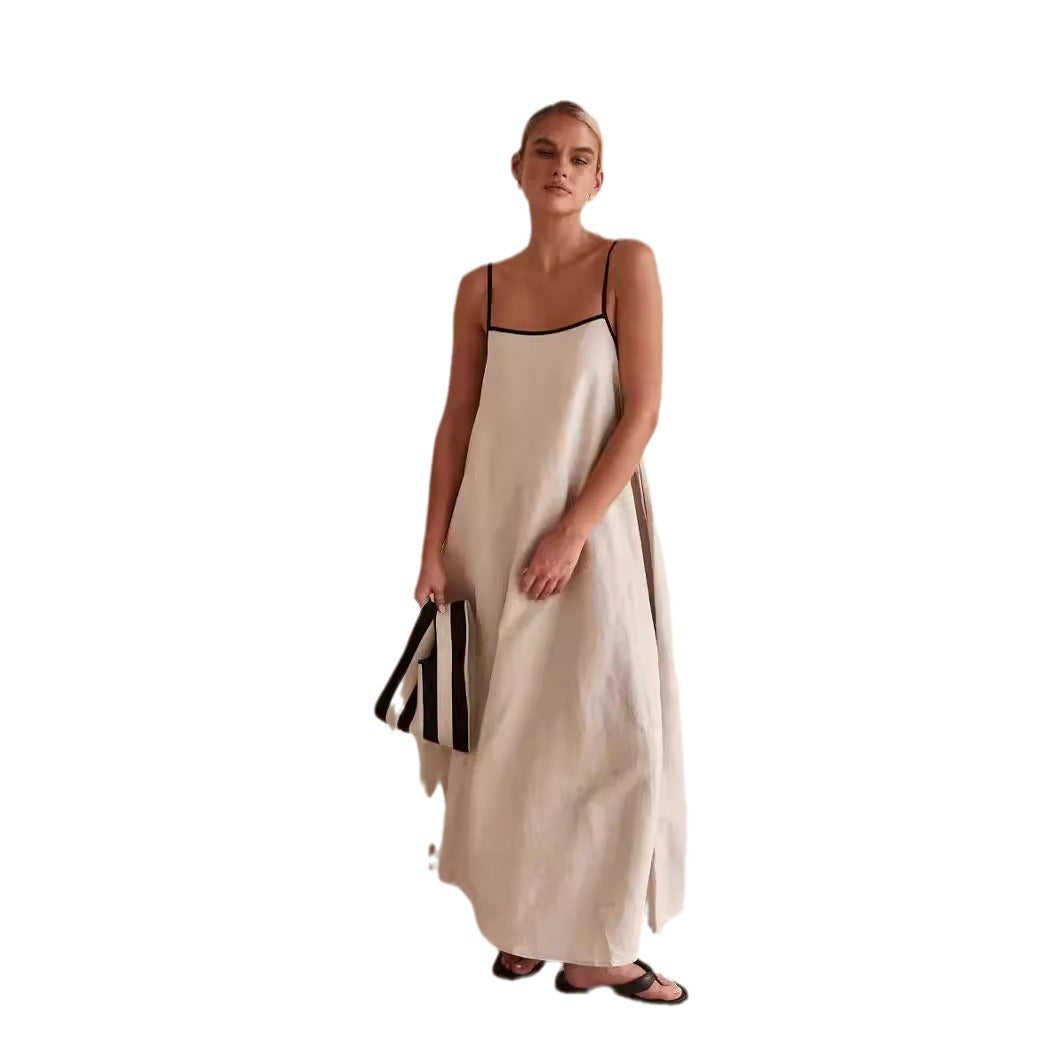 Damen Sommerliches Maxikleid mit schmalen Spaghettiträgern und fließendem Schnitt R&B