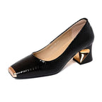 Damen elegante Pumps mit glamourösem goldenen Absatz und strukturiertem Leder R&B