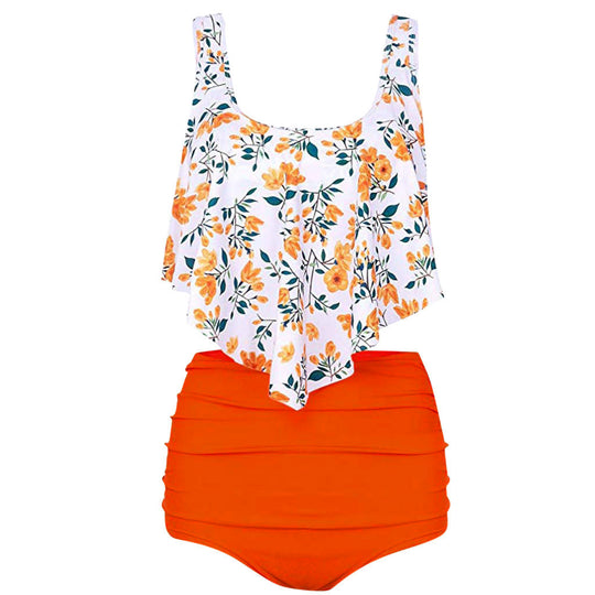 Damen Bikiniset mit floralem Oberteil und hohem Taillenslip R&B