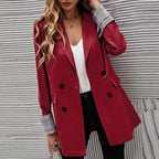 Damen Eleganter Doppelreiher Blazer mit kariertem Detail R&B