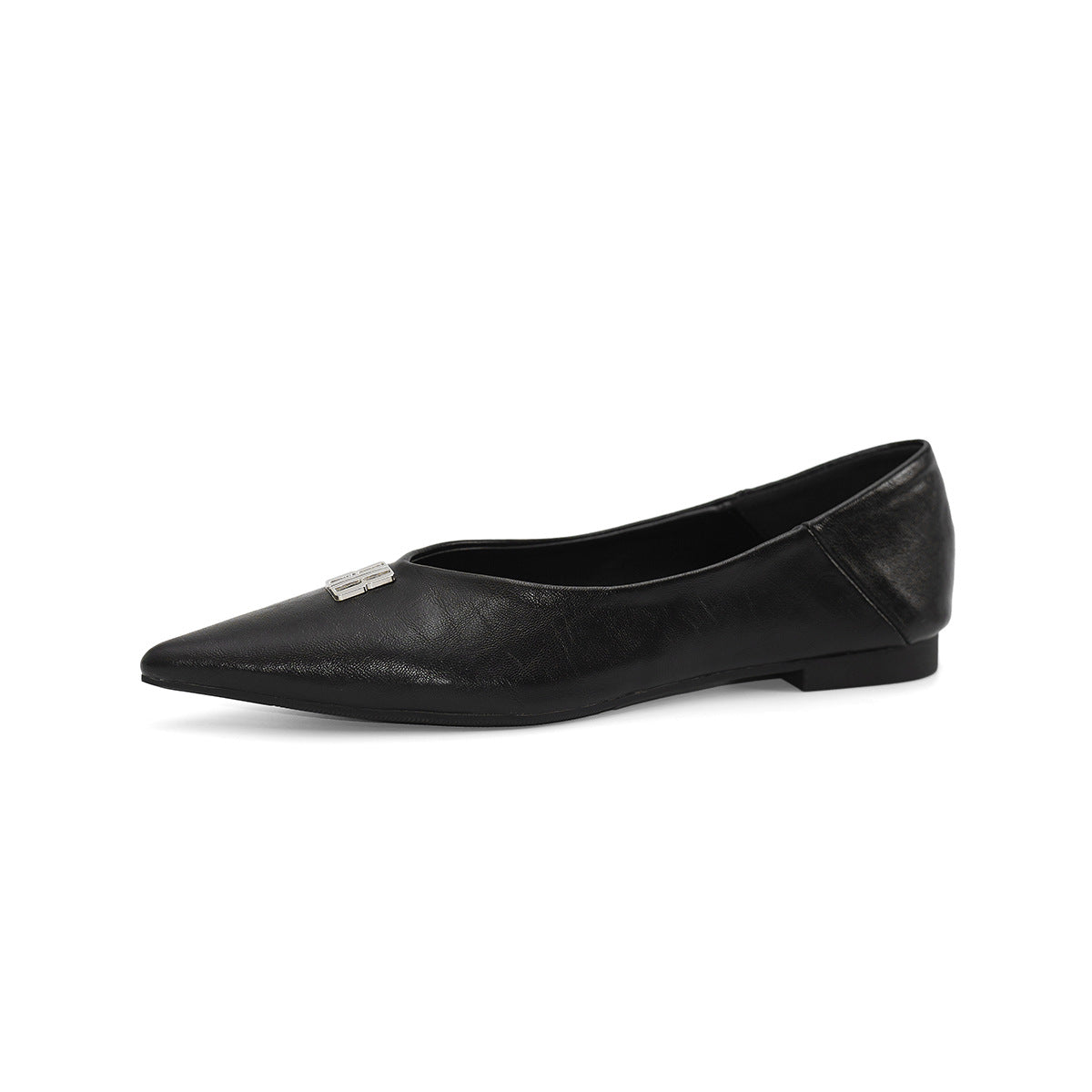 Damen elegante Ballerinas mit spitzem Zehenbereich und schimmerndem Schnallenakzent
