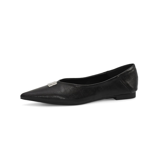 Damen elegante Ballerinas mit spitzem Zehenbereich und schimmerndem Schnallenakzent R&B
