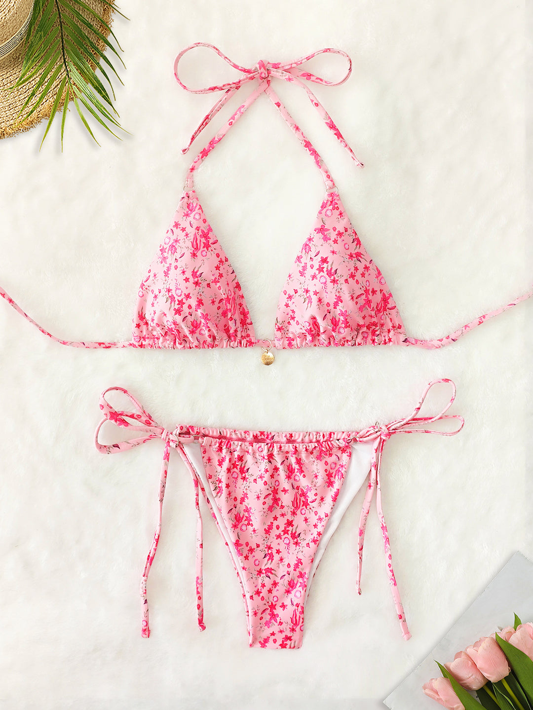 Damen Triangel-Bikini mit verspielten Bindebändern R&B