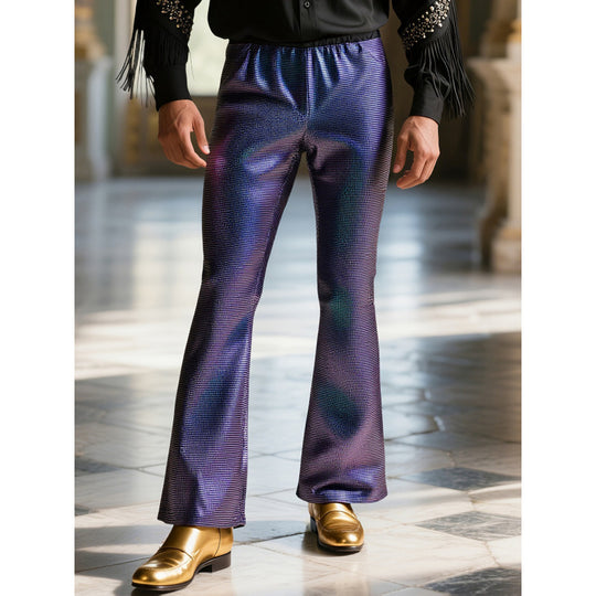 Herren Glitzernde Discohose mit weitem Bein und elastischem Bund R&B