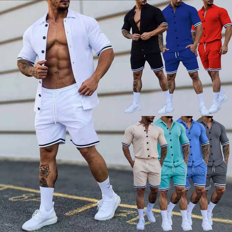 Herren Freizeit-Set mit modernem Kurzarm-Hemd und Short Heidi-Mode