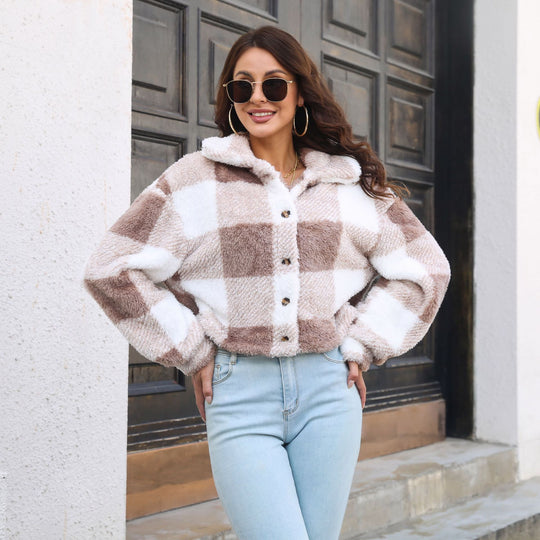 Damen Kurzjacke im Karomuster R&B