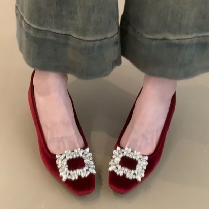 Damen elegante Flachschuhe mit funkelndem Strassbesatz R&B