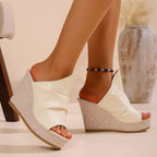 Damen Wedge-Sandaletten mit gefalteten Riemen R&B