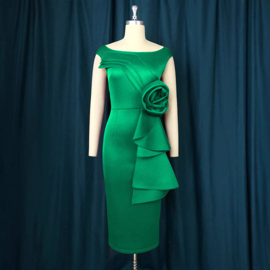 Damen figurbetontes Kleid mit schicker Rüschenapplikation R&B