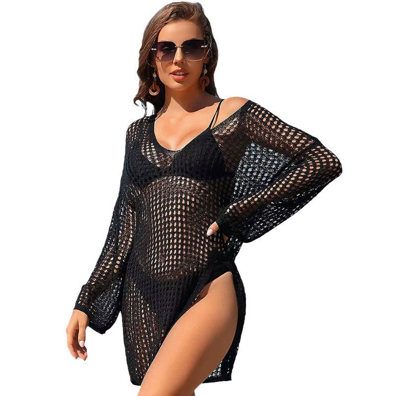 Damen elegantes Häkelkleid mit tiefem Ausschnitt R&B