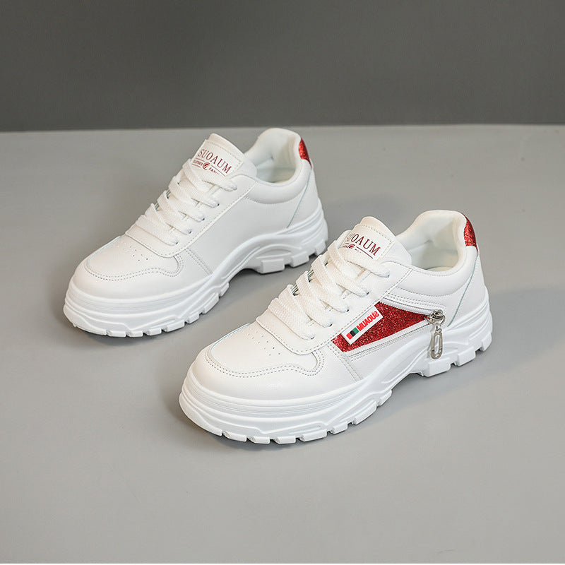 Damen sportliche Sneaker mit modischem Reißverschluss und stoßdämpfender Sohle R&B