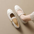 Damen Ballerina-Schuhe mit elegantem Riemen und modischem Knopfdetail