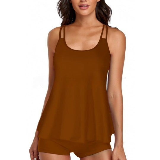 Damen Sportliches Tankini-Set mit bequemem Shorts und verstellbaren Trägern R&B