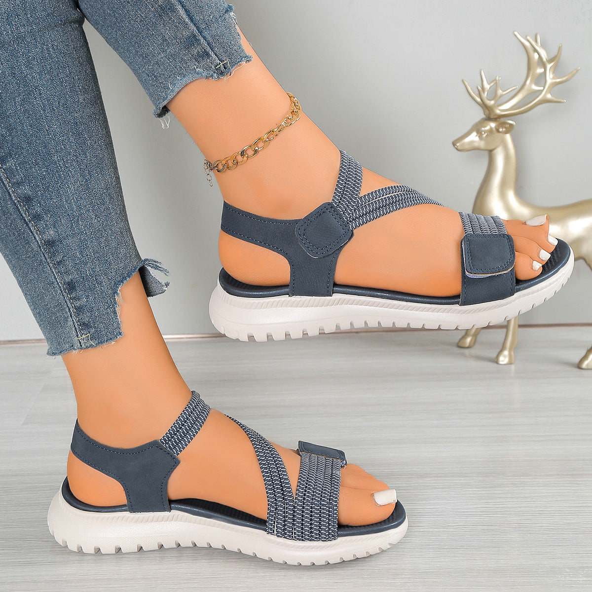 Damen Komfortsandalen mit verstellbaren Riemen und rutschfester Sohle R&B