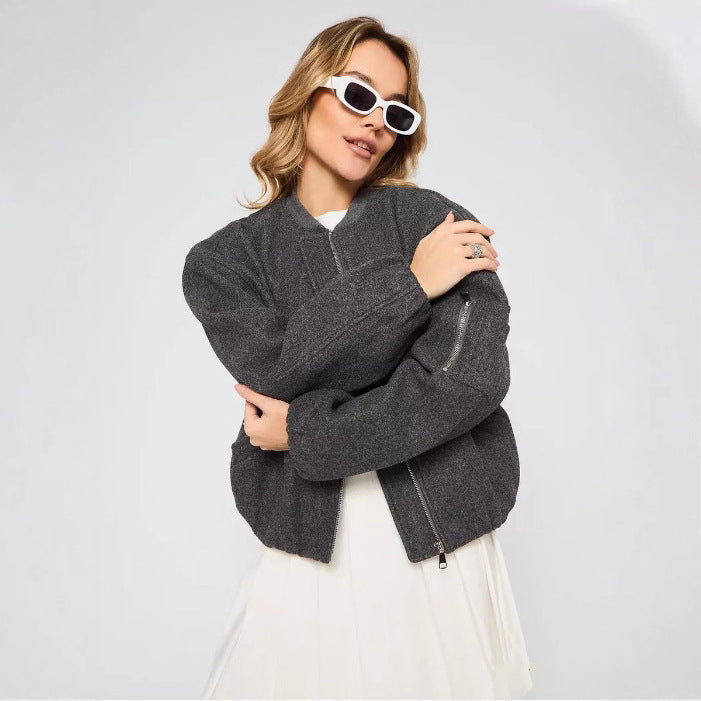 Damen modische Puffjacke mit praktischen Reißverschlusstaschen und elastischen Bündchen R&B