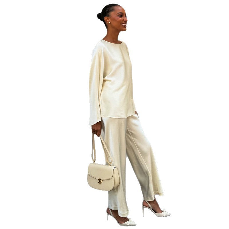 Damen elegante Satin-Loungewear-Kombination R&B