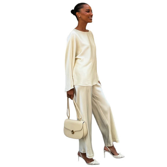 Damen elegante Satin-Loungewear-Kombination R&B