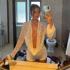 Damen Elegante und luftige Strandbekleidung mit transparenter Spitze R&B