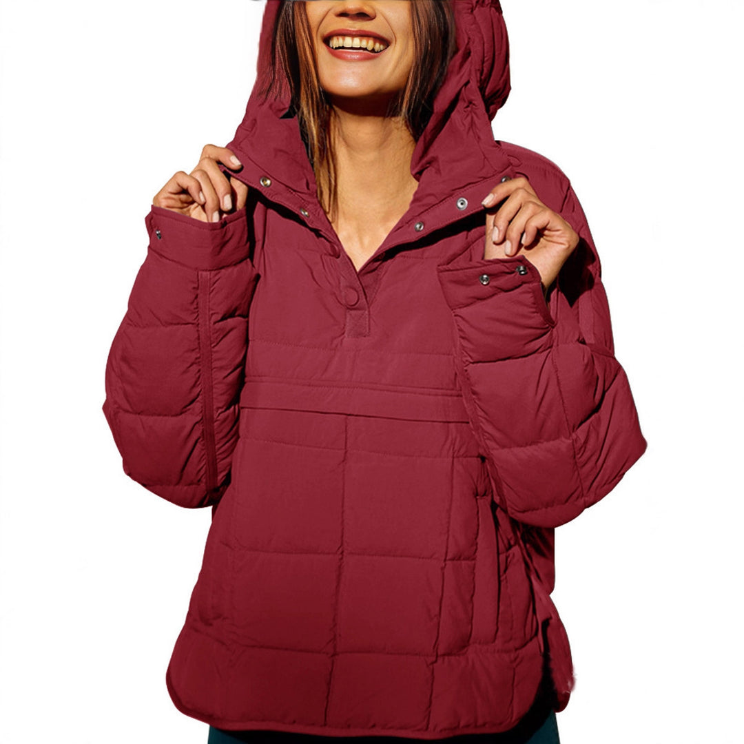 Damen lässige Steppjacke mit Kapuze und Eingrifftaschen R&B