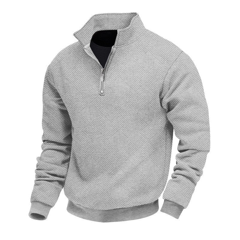Herren Stepppullover mit halbem Reißverschluss und strukturiertem Design R&B
