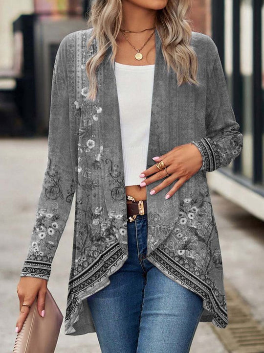 Damen Offene Longjacke mit floralem Design R&B