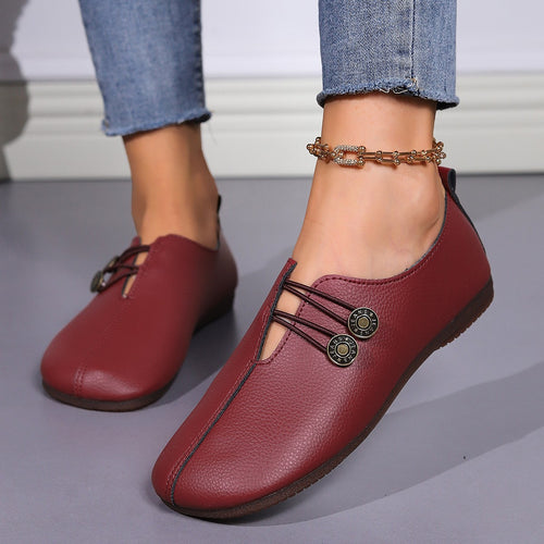 Damen Ballerinas mit elastischem Riemen und dekorativem Knopf R&B