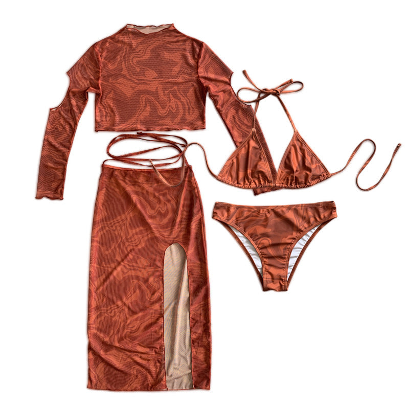 Damen Oberteil und Rock-Set mit transparentem Design und modernen Cut-Outs R&B