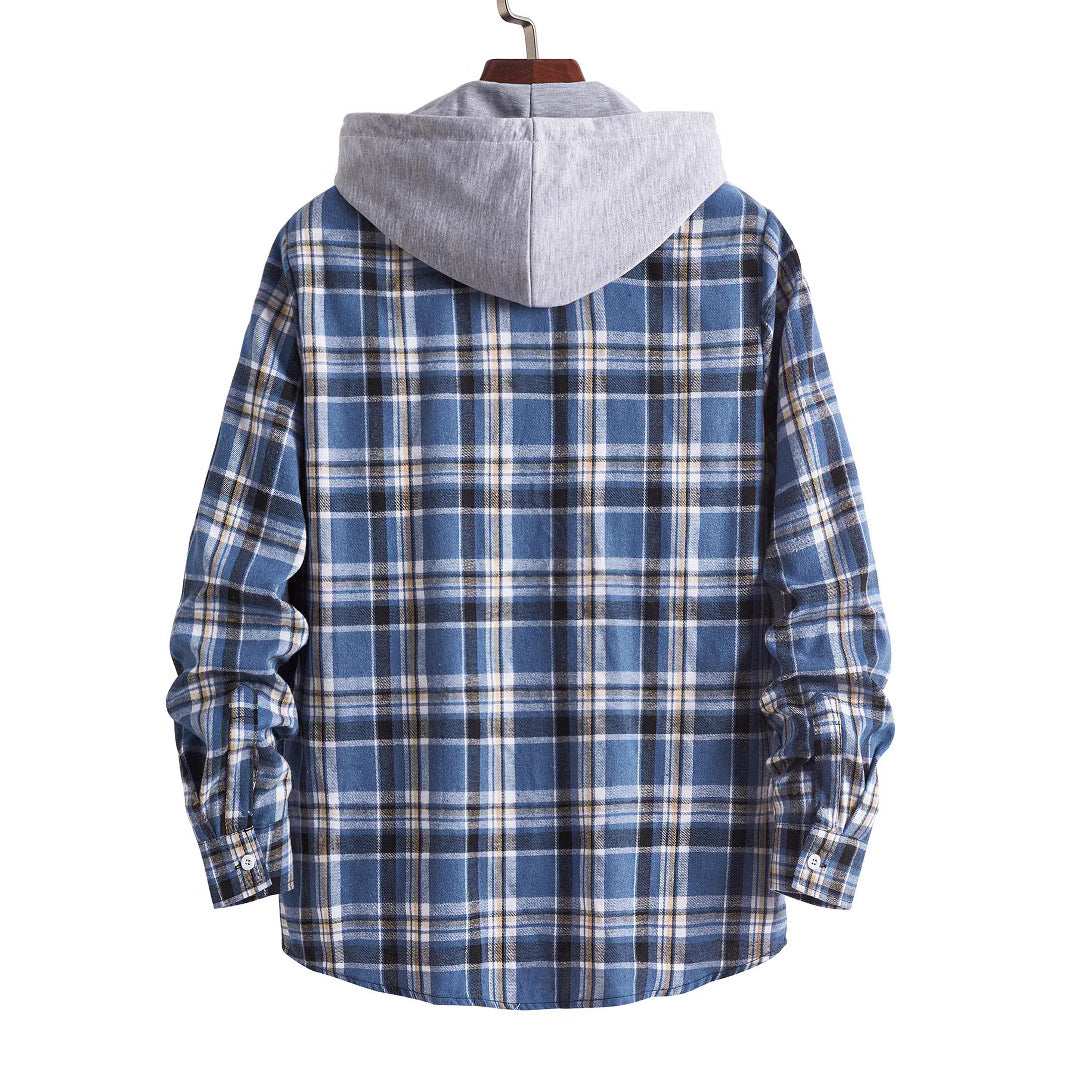 Herren Flanellhemd mit integrierter Kapuze R&B