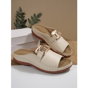 Damen Offene Mules mit modischer Schnallenapplikation R&B