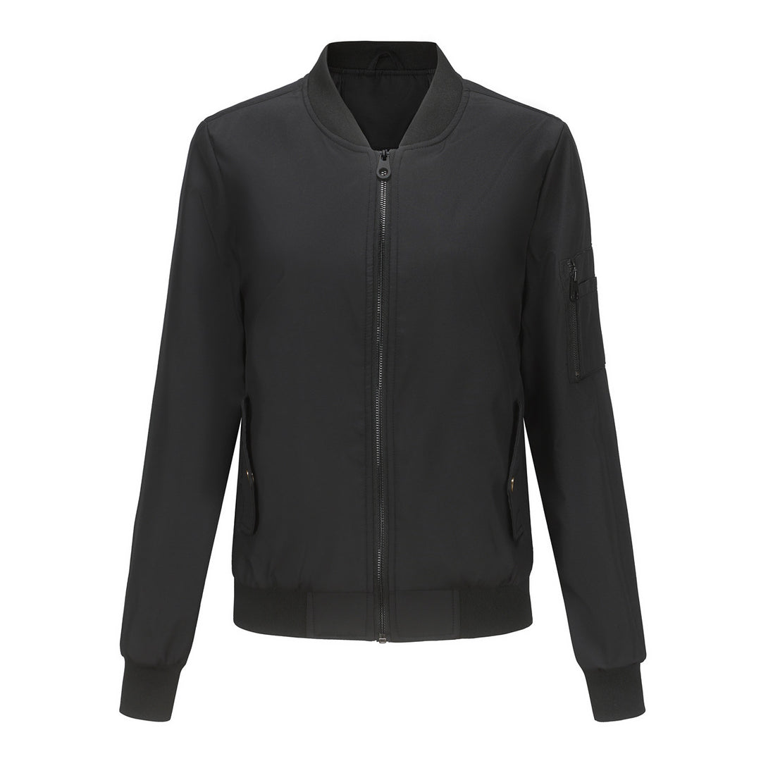 Damen modische Bomberjacke mit praktischen Reißverschlusstaschen und sportlichem Kragen R&B