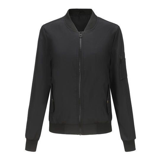 Damen modische Bomberjacke mit praktischen Reißverschlusstaschen und sportlichem Kragen R&B