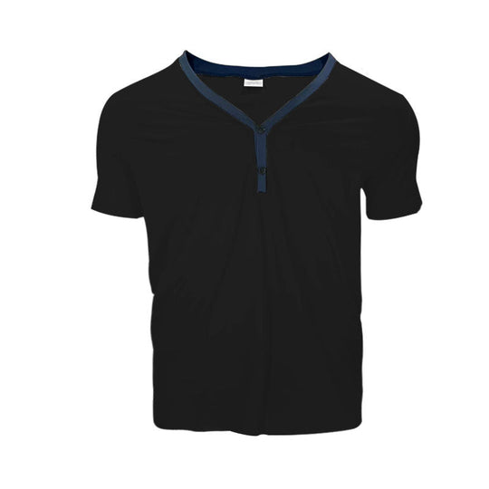 Herren Kurzarmshirt mit modernem V-Ausschnitt und Knopfleiste R&B