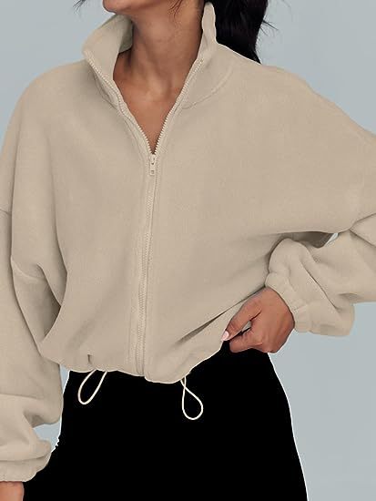Damen lässige Zip-Jacke mit Kordelzug R&B