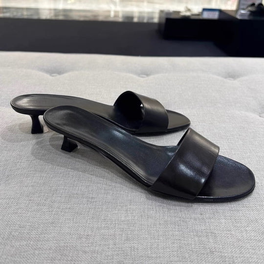 Damen elegante Slides mit breitem Satin-Riemen und komfortablem Fußbett R&B