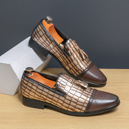 Herren Elegante Mokassins aus hochwertigem Leder mit modischem Mustermix R&B