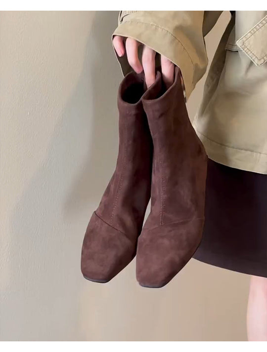 Damen elegante Ankle Boots mit spitz zulaufender Zehenpartie und komfortablem Blockabsatz R&B