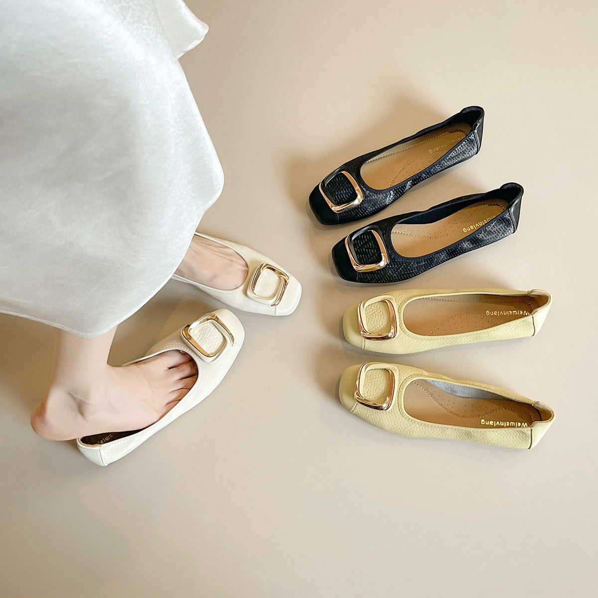 Damen Ballerinas mit eleganter Schnallenakzent