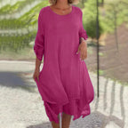 Damen lässiges Sommerkleid mit asymmetrischem Saum und luftigen Ärmeln R&B