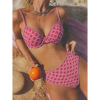 Damen Hochgeschnittener Bikini mit gepolstertem Oberteil und elastischem Höschen R&B