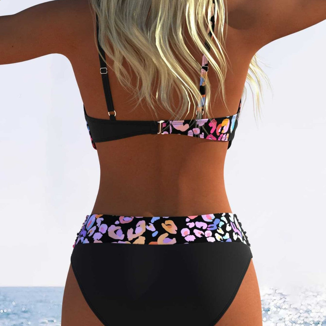 Damen Bikini mit gepolstertem Oberteil und hohem Taillenschnitt R&B