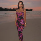 Damen Maxikleid mit feinem floralem Design und verstellbaren Trägern R&B