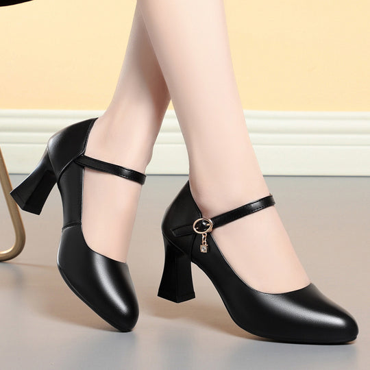 Damen Mary Jane Pumps mit komfortablem Blockabsatz und modischem Schnallenakzent R&B