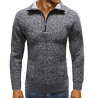 Herren luxuriöser Strickpullover mit modernem Stehkragen und Reißverschluss R&B