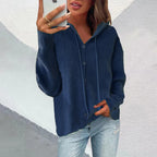 Damen Strickjacke mit Kapuze und Knopfleiste R&B
