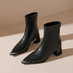 Damen elegante Stiefeletten mit spitz zulaufendem Design und blockiertem Absatz R&B